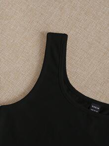 SHEIN EZwear 3 件套女士黑色超短款紧身休闲吊带背心，适合夏季 - 黑色 - 查看 5
