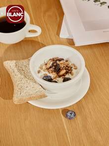 Madebyblanc 1个简约纹理白色陶瓷甜点碗、米饭碗、酸奶碗、耐高温陶瓷餐碗、烤箱专用碗 - 彩色 - 查看 5