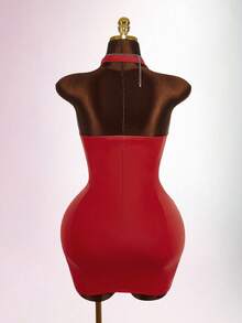 Y2K Amplova Plus Size Sexy Backless Mini Dress, Fashionable And Fitted, Summer