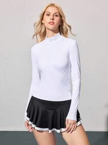 CourtClass Women's Autumn/Winter Personalized Letter Print Zip-Up Slim Fit Casual Sports Daily Jacket - White - View 3