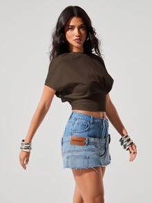 Denimoi Fitted Waist Crew Neck Short Sleeve Tee