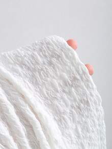 Sweetra 法国甜心女孩吊带系带提花纹理镂空金属装饰褶饰修身女式背心 - 白色 - 查看 5