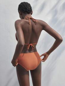 Maija Women  Beach Halter Tie Sexy Bikini Swimsuit Set,Beach Outfits For Women - Brown - View 3