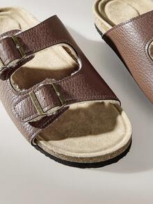 Solecia Women's Buckle Design Casual Thick Sole Flat Sandals - Brown - View 5