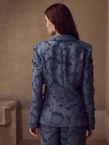 MOTF PREMIUM AUTUMN/WINTER FASHION TEXTURED PEAK COLLAR BLAZER - Blue - View 3