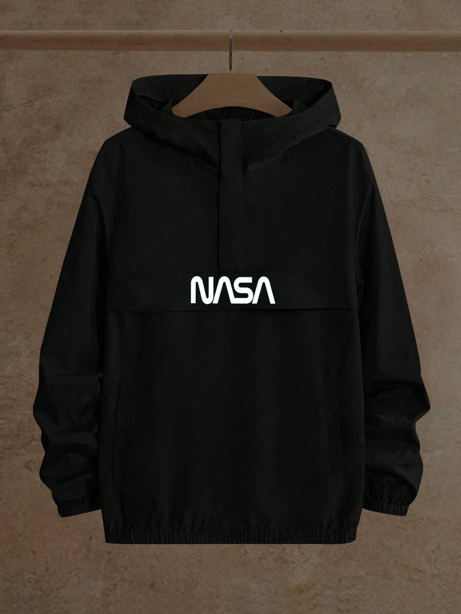 Manfinity NXTstreet Men's Casual Woven 3M Reflective Print Jacket, Suitable For Everyday Wear, For Fall Winter