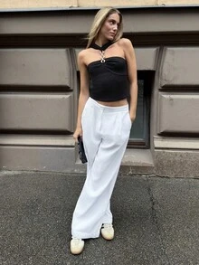 Chiquease 女式秋季露肩露肩紧身休闲衬衫 - 黑色 - 查看 4