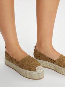 Styleloop 坡跟厚底编织一脚蹬鞋，波西米亚风格