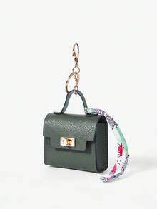 SHEIN SXY Mini Keychain Pendant, Portable Small Coin Purse, Earphone Case, Bag Charm - Dark Green - View 3