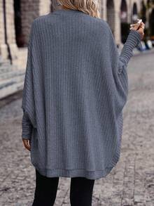 SHEIN Frenchy Casual Loose Batwing Sleeve Women Coats, Streetwear,Fall Winter - Navy Blue - View 2