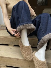 DAZY 女士直筒休闲保暖牛仔裤，冬季款