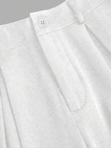 EMERY ROSE Plus Size Pleated Detail Versatile Office Pants Fall - White - View 4