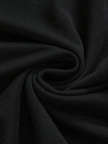 ROMWE Goth Sudadera holgada con hombros oblicuos de gato negro para mujer de talla grande en Halloween - Negro - Ver 6