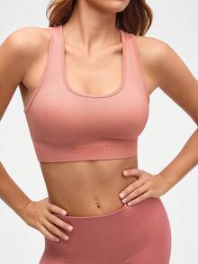 Eassivo Eassivo 女式纯色简约无袖上衣和裤子运动套装，休闲日常穿着 - 棕色 - 查看 6