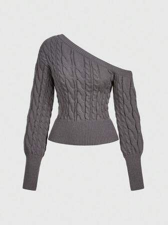 Kawaii Women's Cute & Sweet Tie Cuff Decor Off Shoulder Lantern Sleeve Cropped Sweater