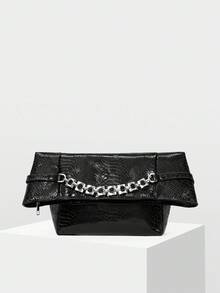 MOTF PREMIUM PU LEATHER SNAKESKIN PATTERN CLUTCHES - Black - View 2