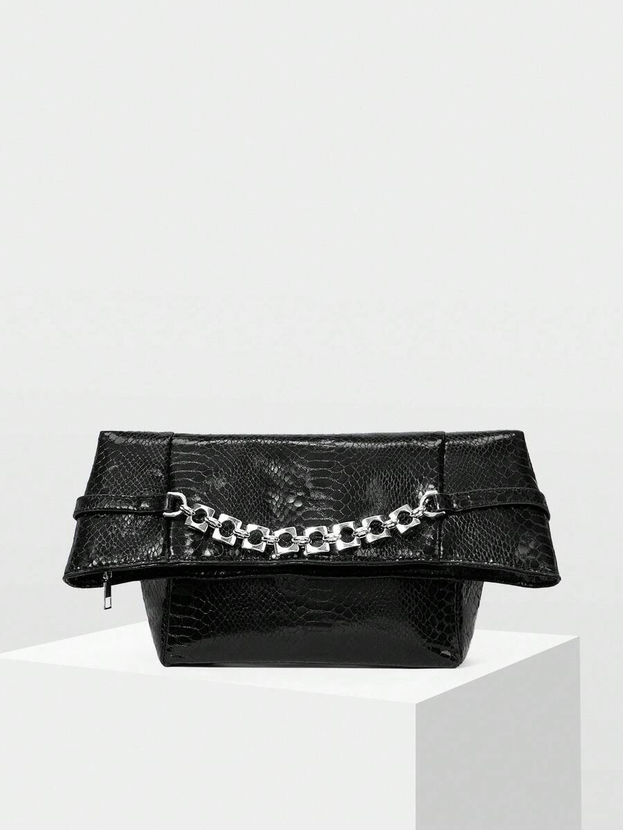 MOTF PREMIUM PU LEATHER SNAKESKIN PATTERN CLUTCHES - Black - View 2