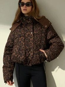 Aveloria Modichic New Fashionable Casual Chic Minimalist High-End Zipper Hooded Jacket, Stand Collar, Cotton Padded, Thickened