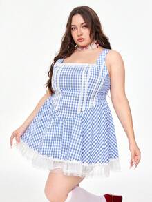 ROMWE Avant Abito a quadri da donna taglie forti per Ognissanti