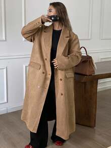 Livesso Women's Autumn Long Suede Blazer Jacket Business Attire