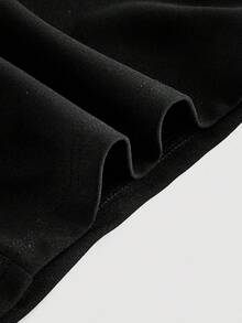 SHEIN MOD 女式黑色阔腿西装裤，正面中央金属纽扣装饰，侧面有褶饰 - 黑色 - 查看 5