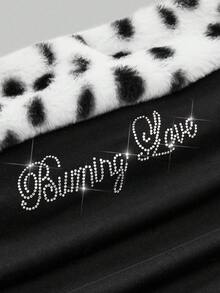 ROMWE Grunge Punk Top tubo con aplicaciones de rhinestones, ajustado, de punto, con estampado de leopardo y parches de piel sintética de estilo subcultura de Shibuya para mujeres - Multicolor - Ver 3