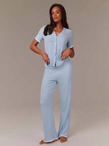 Athîral 2件套女士休闲撞色家居服套装 - 彩色 - 查看 1