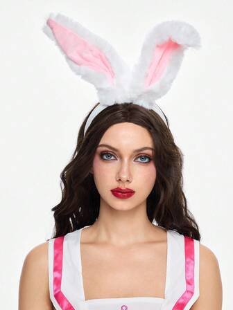 Kawaii 1 Stück weißes Plüsch Hasenohren Haarband