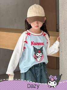 DAZY HELLO KITTY AND FRIENDS | SHEIN 少女圆领卡通图案针织长袖T恤，秋季 - 彩色 - 查看 4