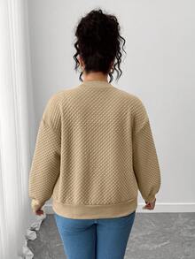 SHEIN PETITE CURVE Plus Size Casual Solid Color Jacket, Autumn/Winter Fall - Apricot - View 2