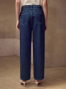 MOTF PREMIUM CABLE WAIST ZIP FRONT STRAIGHT LEG JEANS - Royal Blue - View 3