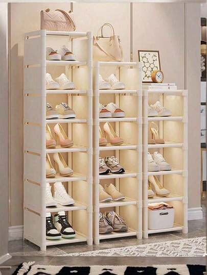 1 pezzo Scaffale portascarpe smontabile a 3/4/5/6/7 ripiani, nero e bianco, organizer per scarpe facile da montare, anti-polvere e resistente all'acqua, mobiletto portascarpe ad alta capacità per la casa