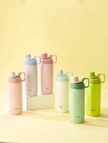 Cirelle 优质 750 毫升不锈钢宽口杯，健身补水伴侣，三层真空隔热，防漏防汗，登山扣，淡粉色、薄荷绿、白色 - 彩色 - 查看 1