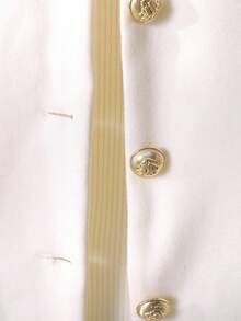 SHEIN Tween Girl Fluffy Patchwork Turndown Collar Metal Button Front Loose Long Cardigan Coat, Comfortable For Home, Outdoor, School, Party, White Autumn Winter ClothesGirlwomens 10 Girls Elegant Fleece Jacket Coat Tween Dress Coat Girls Wool Coat Girls Coat - White - View 4