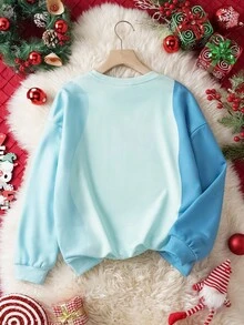 Frosty the Snowman X SHEIN Tween Boy Cartoon Snowman Print Christmas Crew Neck Long Sleeve Pullover Sweatshirt Fall Winter - Multicolor - View 2