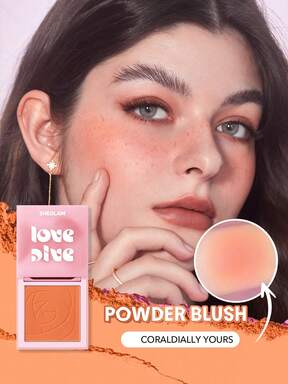SHEGLAM Love Dive Tender Heart Powder Blush-Coraldially Yours Matte Finish Blush Highly Pigmented Non-Fading Long Lasting Natural Lightweight Blendable Silky Smooth Blusher Rare Brand Beauty Makeup Face Paint Cosmetic For Women Girls Perfect For Winter Ideal For Y2K Fancy Fashion Suitable For Birthday Gift Party Ready Best Color