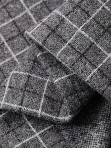 FRIFUL 女式灰色格子面料直筒百褶宽松休闲百搭长裤，秋季 - 黑色 - 查看 7