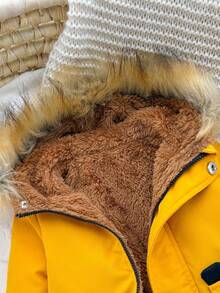 SHEIN Newborn Baby Girl Cute Cartoon Pattern Hooded Jacket, Versatile For Autumn/Winter Fall - Yellow - View 6