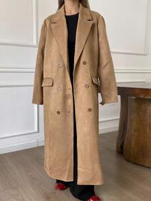 Livesso Women's Autumn Long Suede Blazer Jacket Business Attire