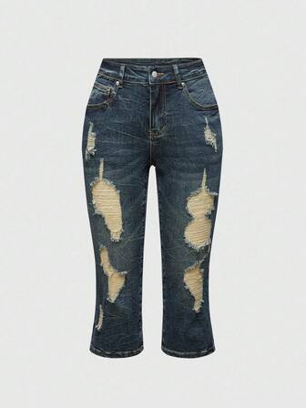 J-Fashion Pantaloni capri a vita bassa in patchwork di pelliccia finta leopardata e denim in stile vintage Y2K