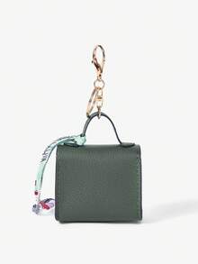 SHEIN SXY Mini Keychain Pendant, Portable Small Coin Purse, Earphone Case, Bag Charm - Dark Green - View 4
