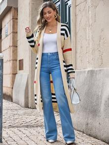 EMERY ROSE Women's Vacation Stylish Classic Contrast Stripe Western Style Cardigan - Multicolor - View 4