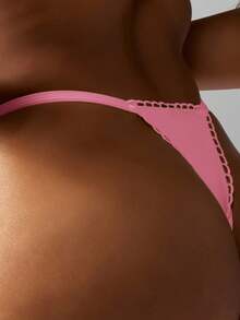 MISSGUIDED 精致扇形边丁字裤内衣无缝高腰巴西风格内裤内衣夏季沙滩泳装度假装必备 - 粉色 - 查看 6