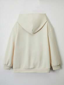 青少年男孩学院风美式印花连帽针织运动衫 - 杏色 - 查看 2