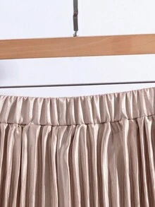 Franclia 女士优雅法式精致优雅荷叶边领衬衫搭配百褶中裙，卡其色西装套装，秋冬 - 卡其色 - 查看 5