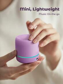 Teckwe LED Breathing Light Portable Mini Wireless Speaker, Built-In Microphone, Rechargeable Battery, Easy To Carry, Loud Stereo Sound For Bathroom Beach Travel Outdoors Party, Purple