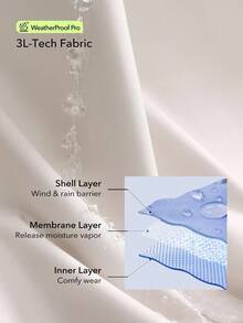 OutZeal 女式防水抽绳腰袋可调节风帽户外夹克徒步露营秋冬 - 米色 - 查看 6