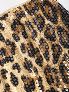 Sweetra Bộ váy ngắn bó sát 2 món họa tiết da báo đính đá lấp lánh mới dành cho nữ, thích hợp mặc đi biển, đi nghỉ, tiệc tùng, mùa xuân/thu - Nhiều màu - Xem 7