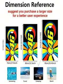 SHEIN 1 Pezzo Telo da spiaggia da motociclista Racer N. 46 - Asciugatura rapida, morbido, assorbente in poliestere con design da corsa vibrante, adatto per nuoto, yoga, viaggi e sport - Miglior regalo per compleanno, anniversario, Ognissanti, Natale, articoli essenziali da spiaggia - Multicolore - Visualizzare 11