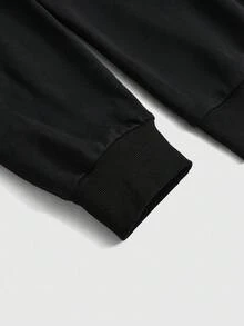 ROMWE Goth Sudadera holgada con hombros oblicuos de gato negro para mujer de talla grande en Halloween - Negro - Ver 3